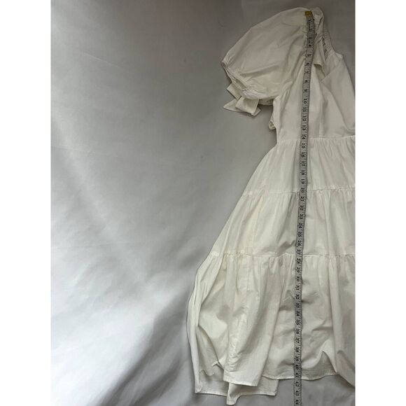 Vine Tree NWT White Tiered Cottagecore Midi Dress L Prairie Twist Balloon Sleeve - Picture 12 of 12